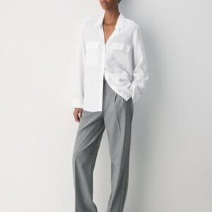 Aritzia Babaton Clean Girl Minimalist White Button-Down Blouse | Size S